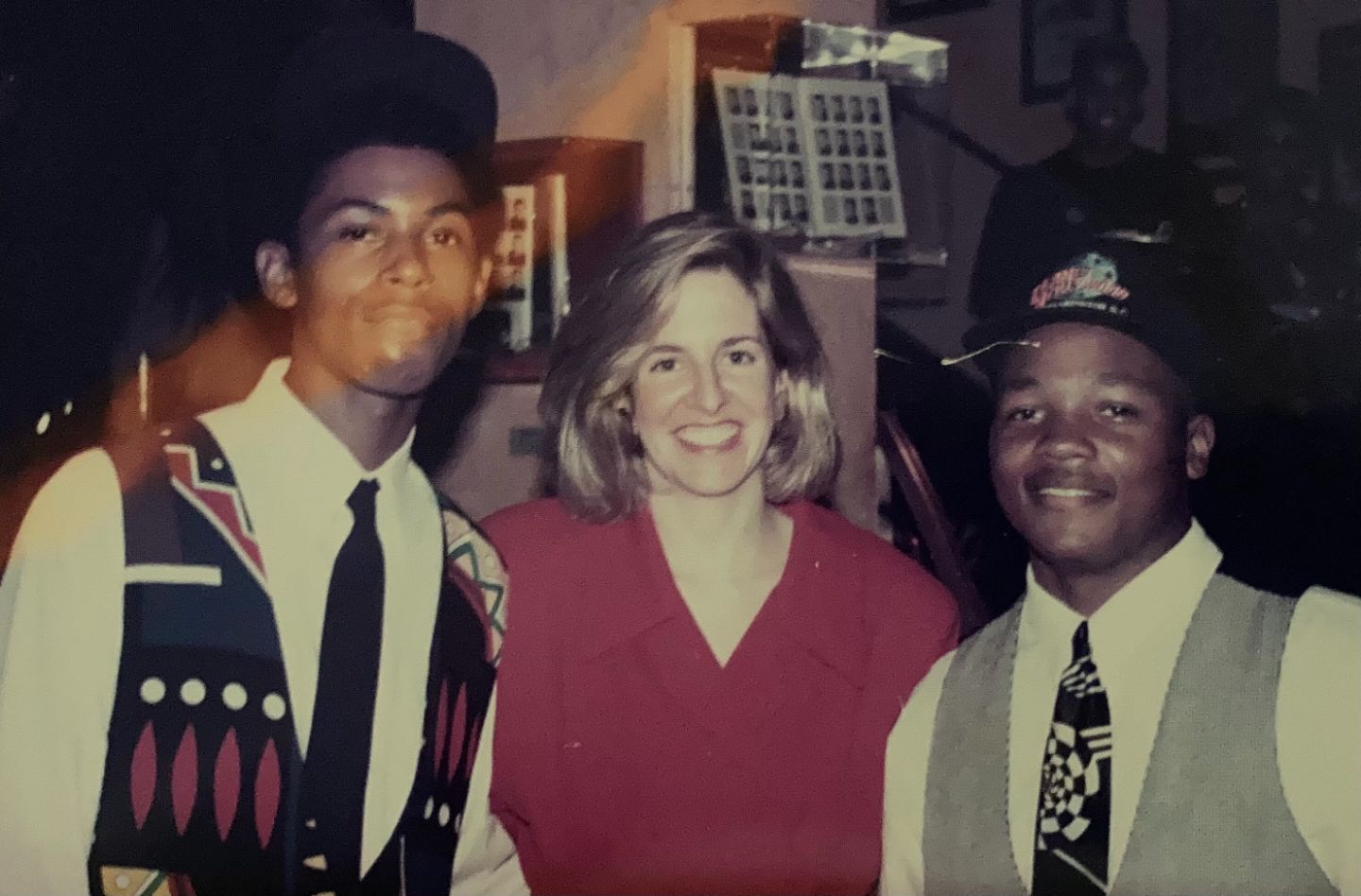 LCA! founder/executive director Allison Silberberg with two of her LCA! participants, Rayvon Hicks and Robby Preston, at the premiere of their film, "Poppy," at the American Film Institute at The Kennedy Center in 1995. The LCA! students received a standing ovation from the sold-out crowd.